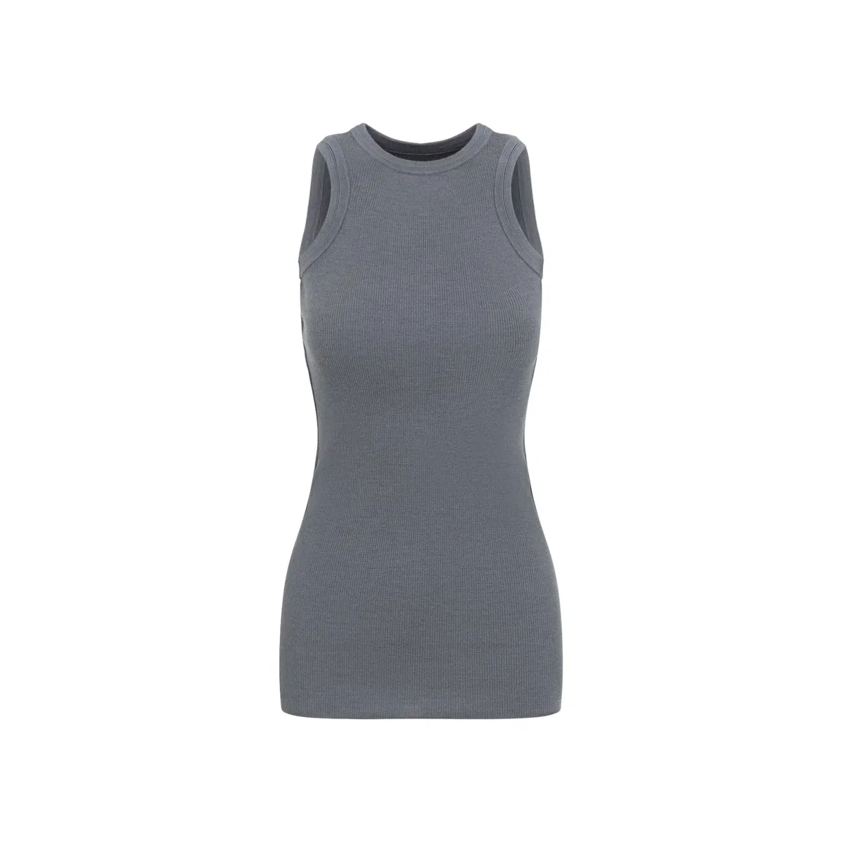 Phoebe Philo Fog Grey Wool Ribbed Tank Top