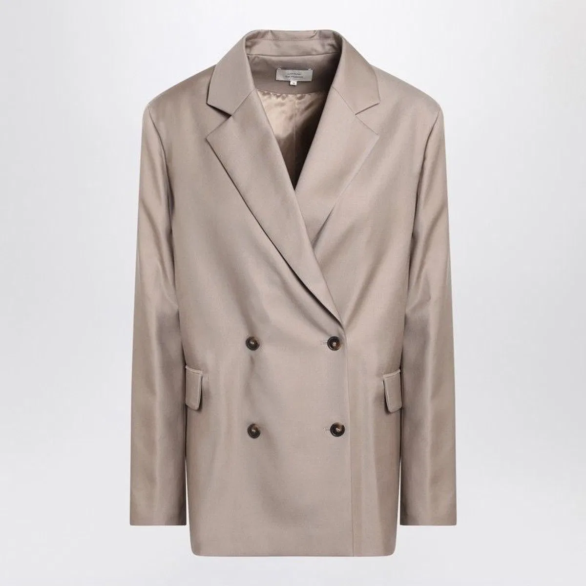 Loulou Studio Double-Breasted Wool Jacket In Taupe Col