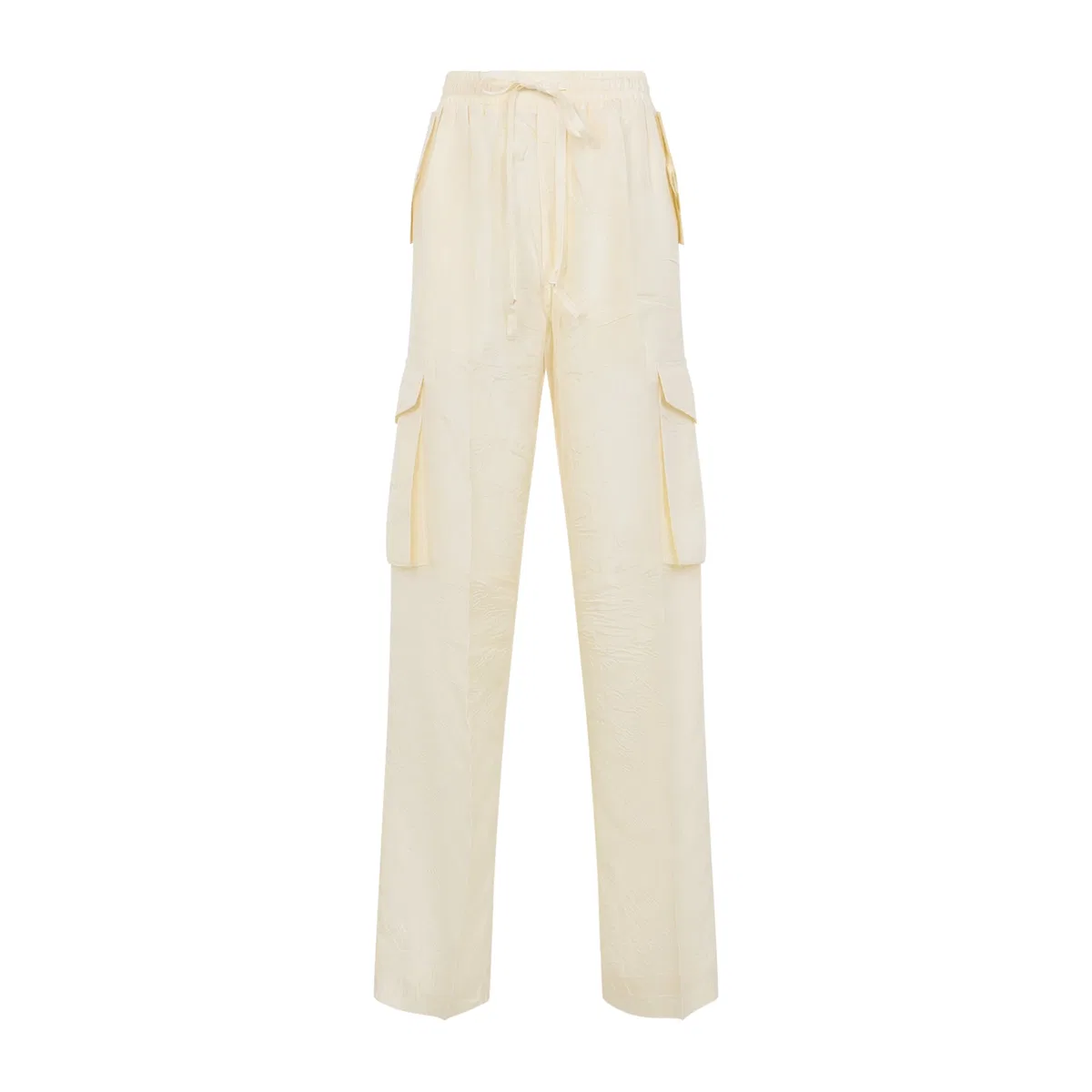 Phoebe Philo Vanilla White Silk Crushed Cargo Trouser