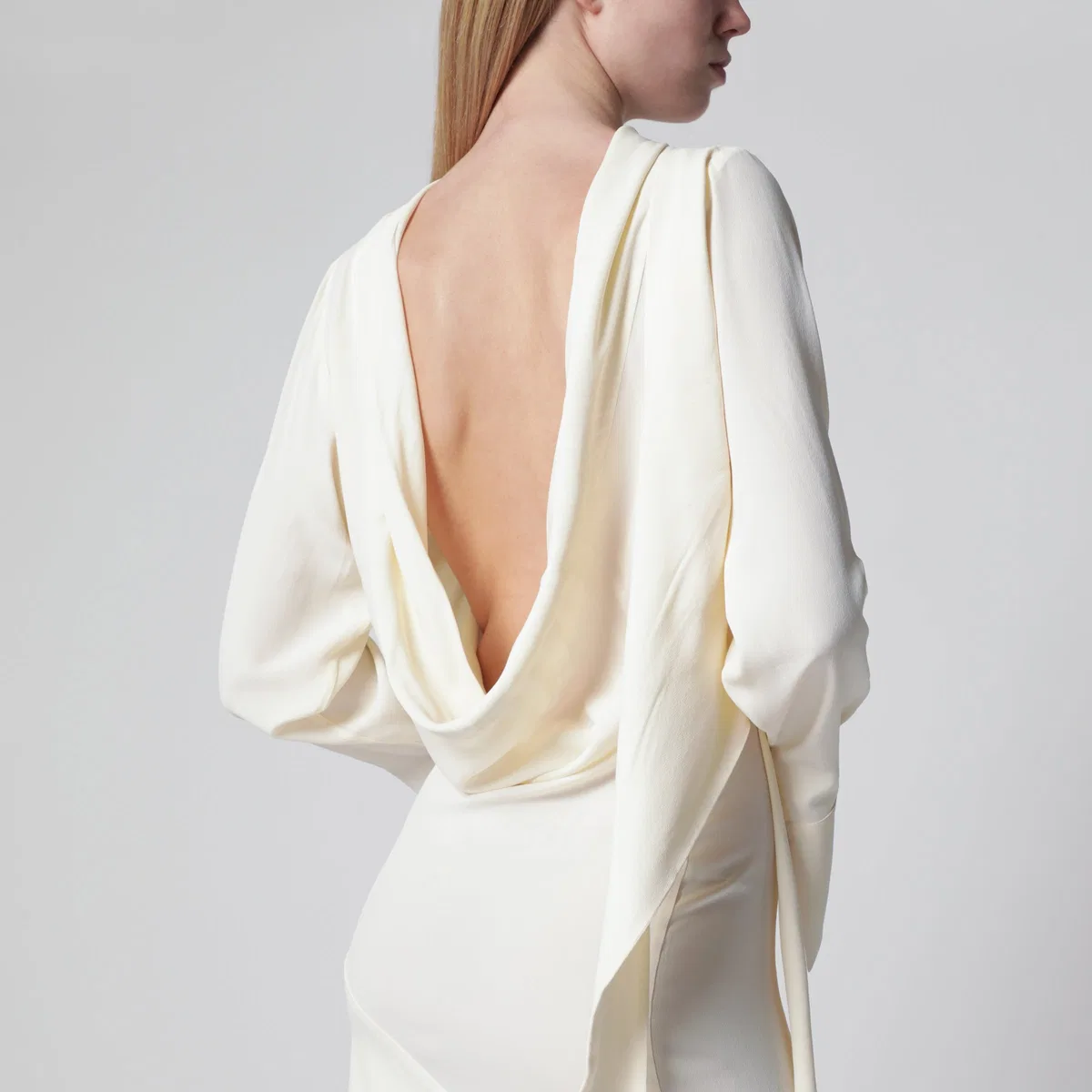 Francesco Murano White Asymmetric Silk-Blend Dress