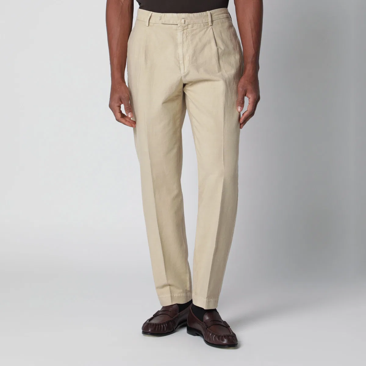 Santaniello Écru Trousers In Cotton And Linen