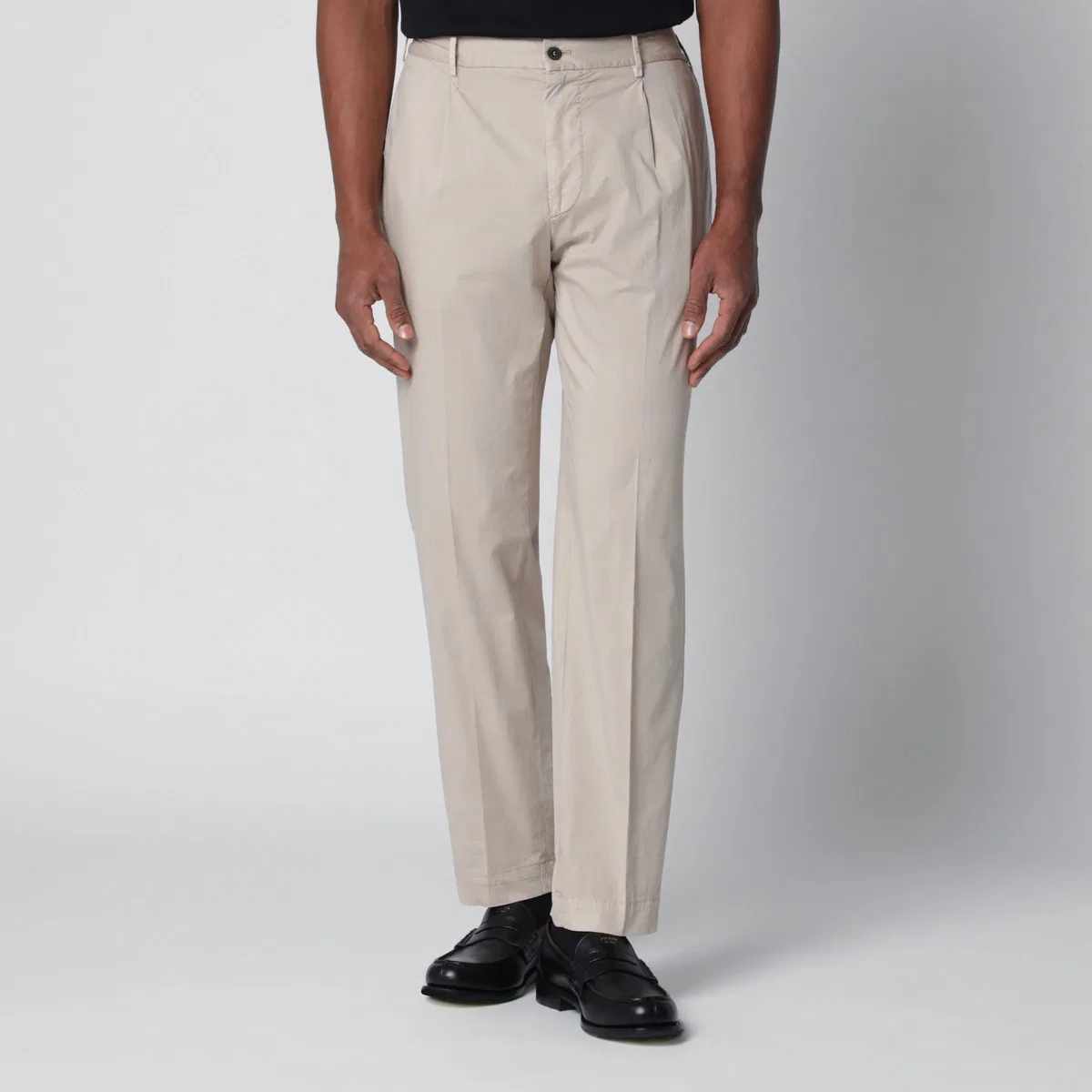 Santaniello Beige Trousers In Cotton Blend