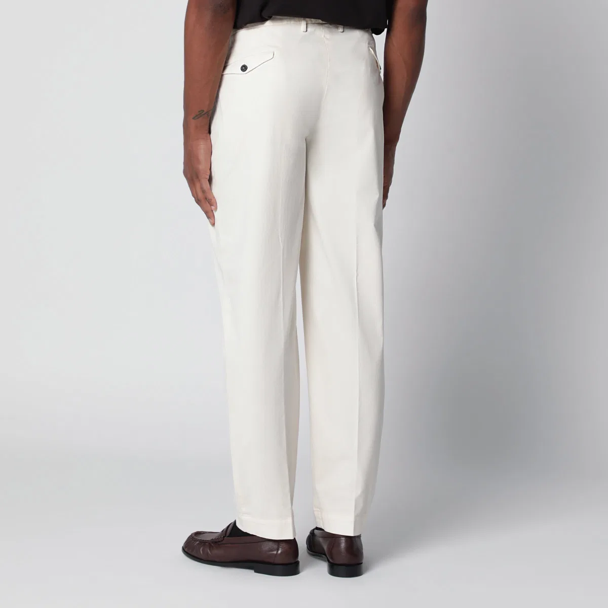 Santaniello White Trousers In Cotton