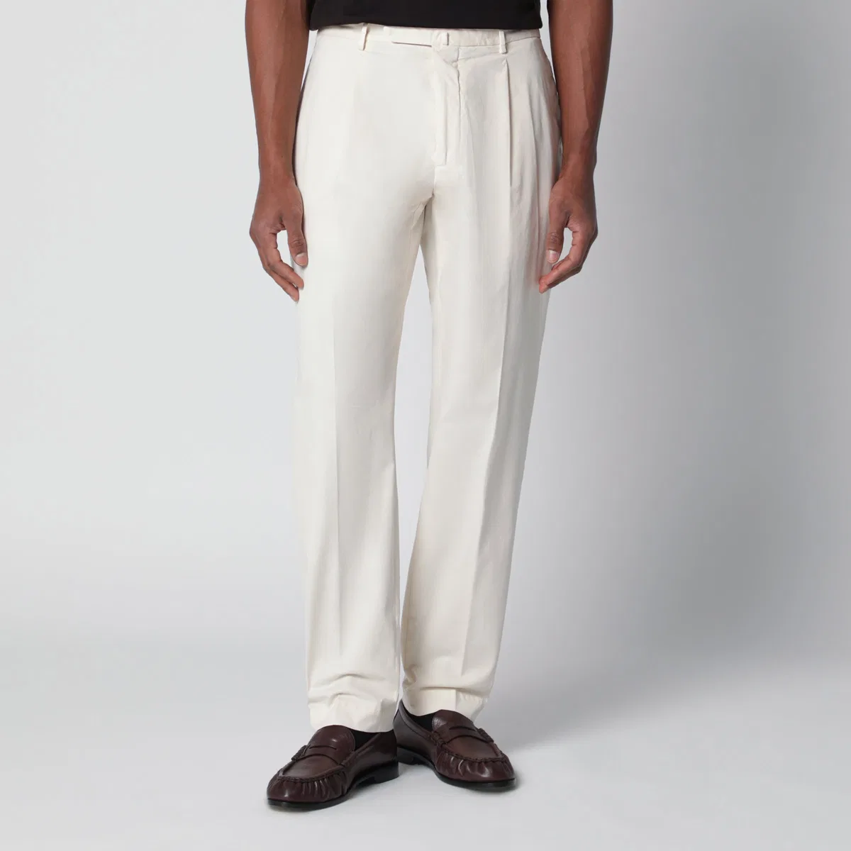 Santaniello White Trousers In Cotton