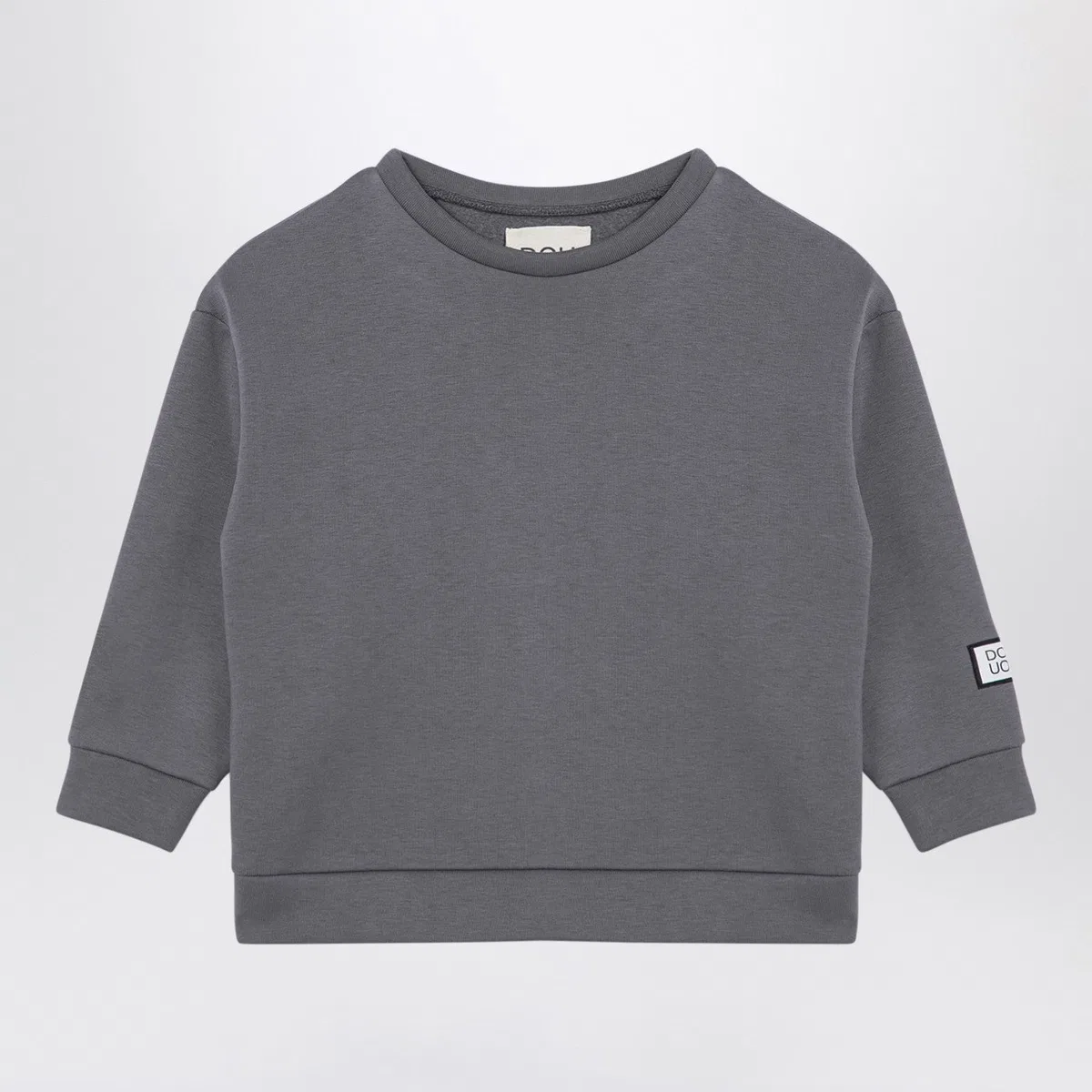 Douuod Grey Cotton Blend Crew-Neck Sweatshirt