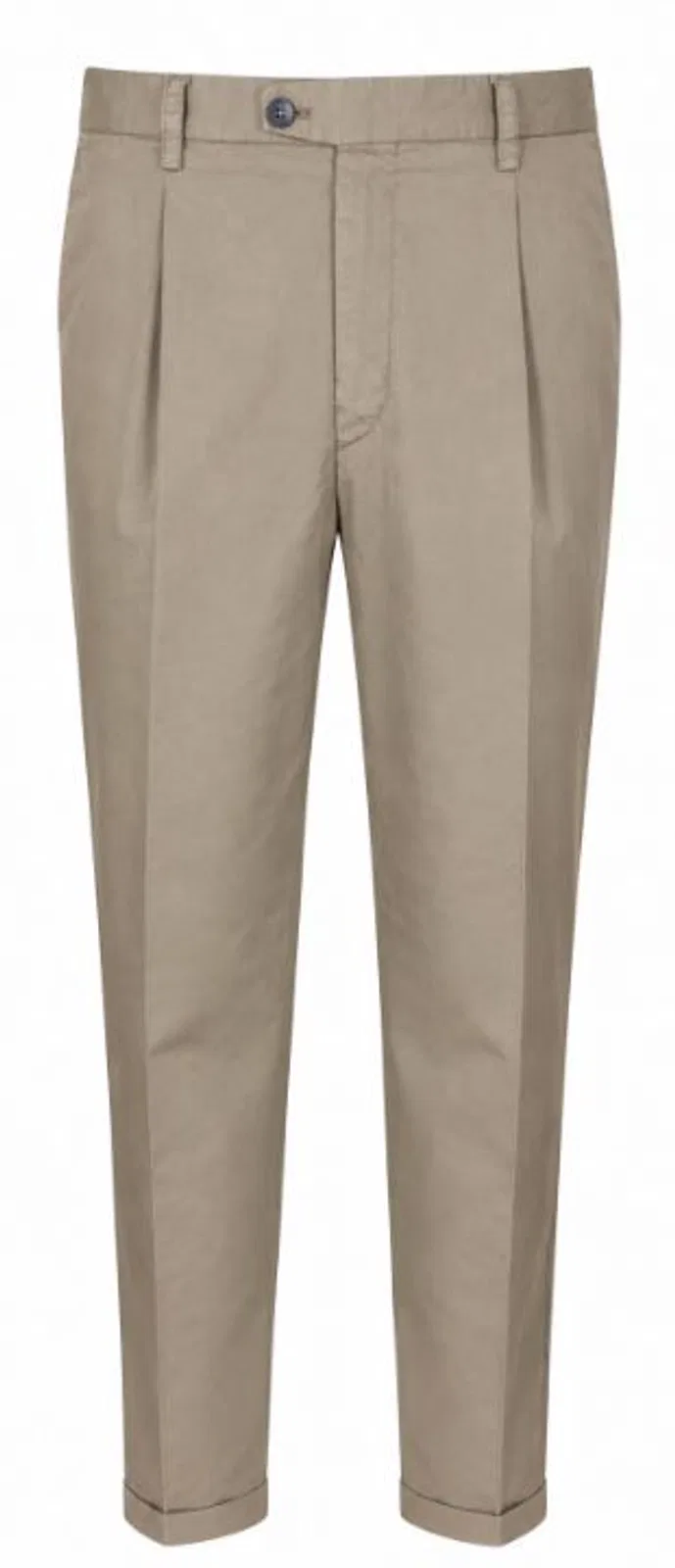 Devore Brown Cotton Double Pleat Trousers