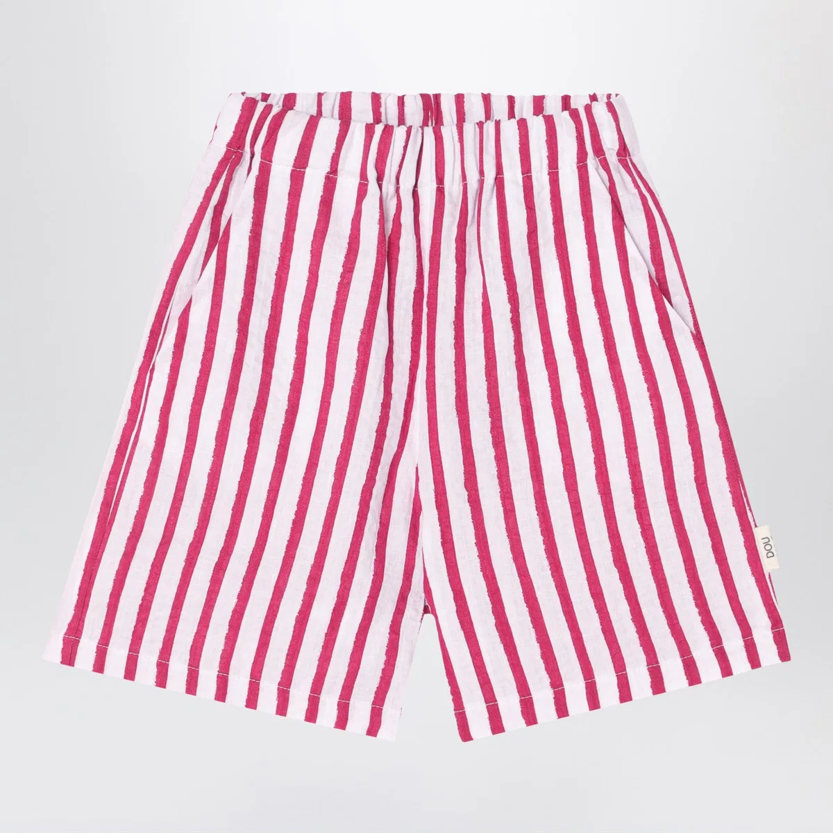 Douuod White/Red Striped Bermuda Shorts In Line