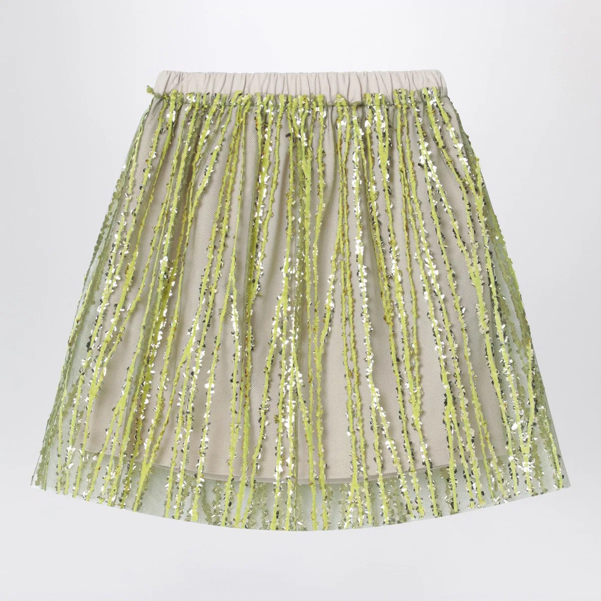 Douuod Tulle Skirt With Lime Embroidery