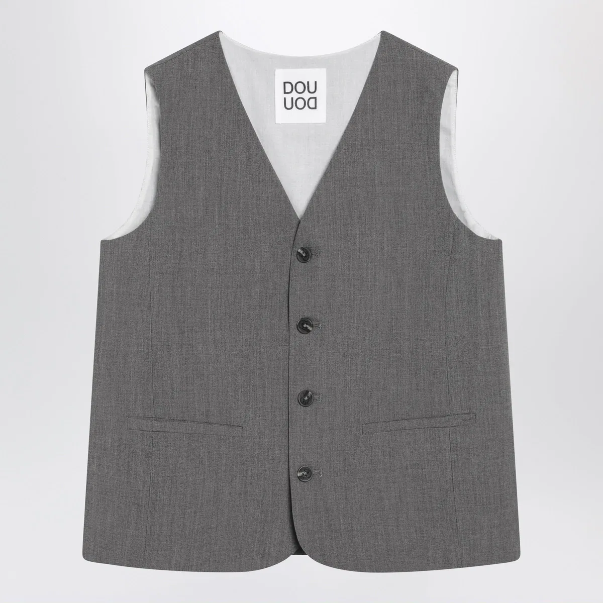 Douuod Grey Single-Breasted Vest