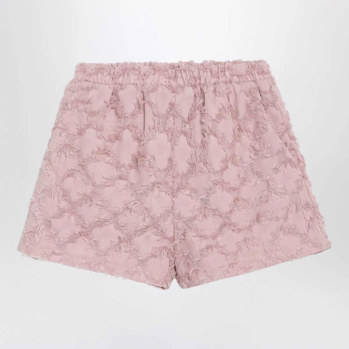 Douuod Pink Patterned Shorts With Fringes