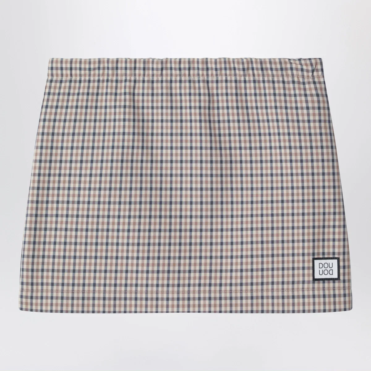 Douuod Betulla Beige Mini Skirt With Check Patt