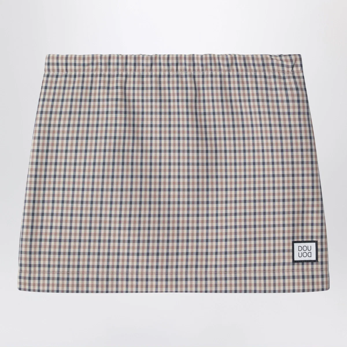 Douuod Betulla Beige Mini Skirt With Check Patt