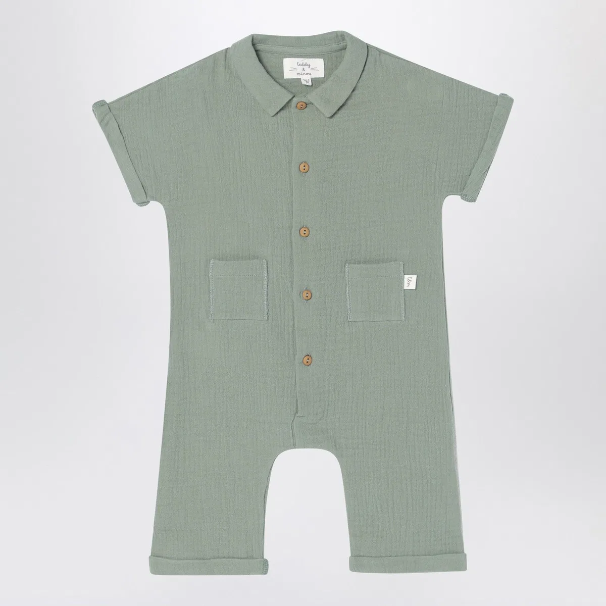 Teddy minou Teddy & Minou Sage Green Romper In Cotto