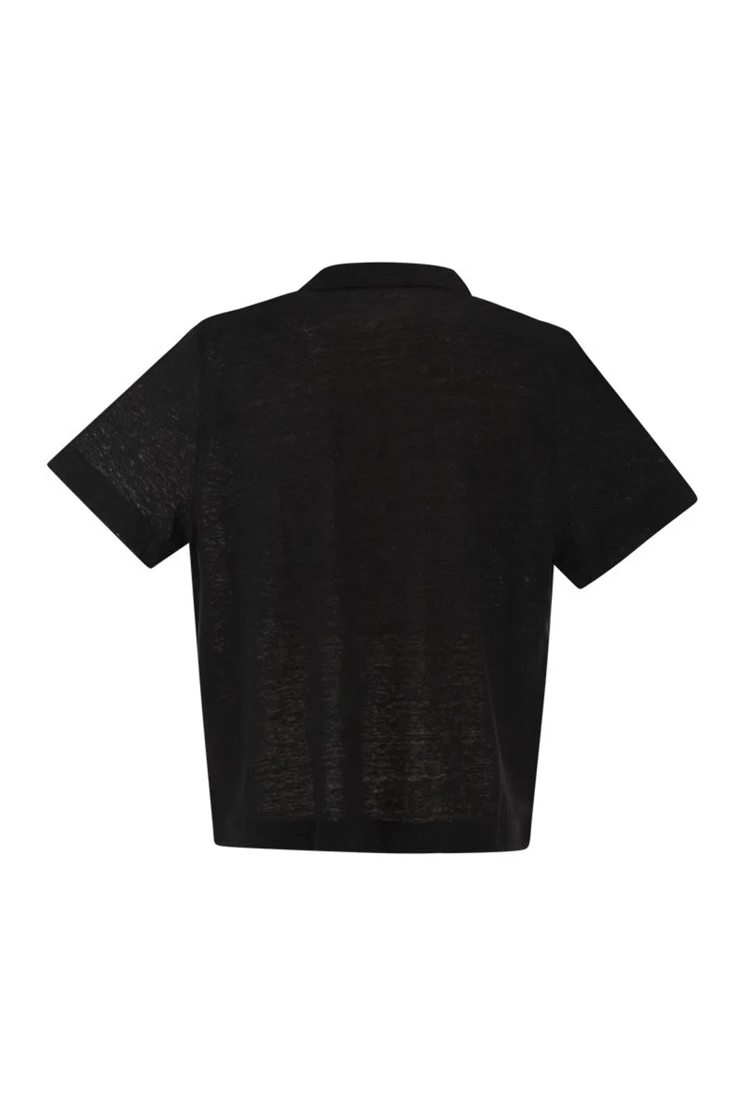Majestic Cropped Linen Stretch Polo With V-Neck