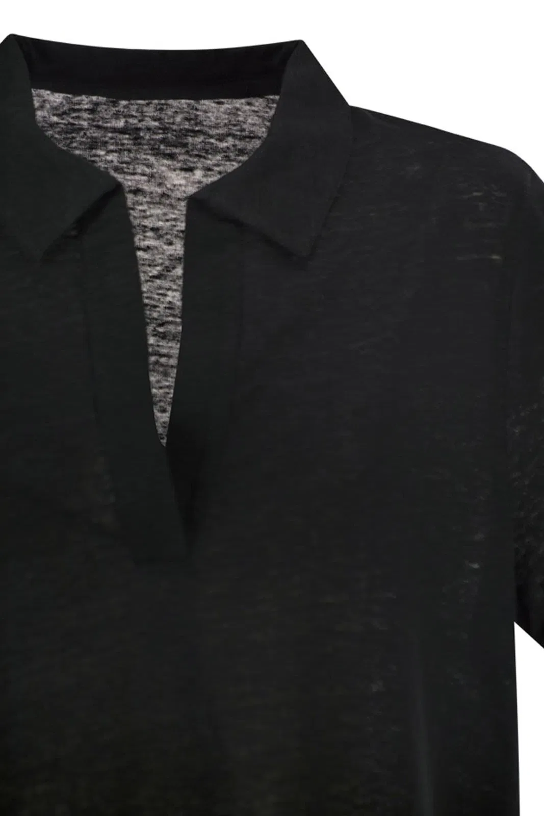 Majestic Cropped Linen Stretch Polo With V-Neck