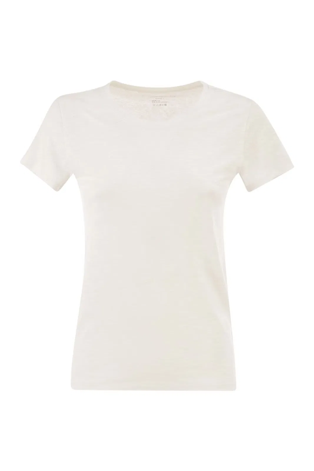 Majestic Stretch Linen T-Shirt With Round Necklin