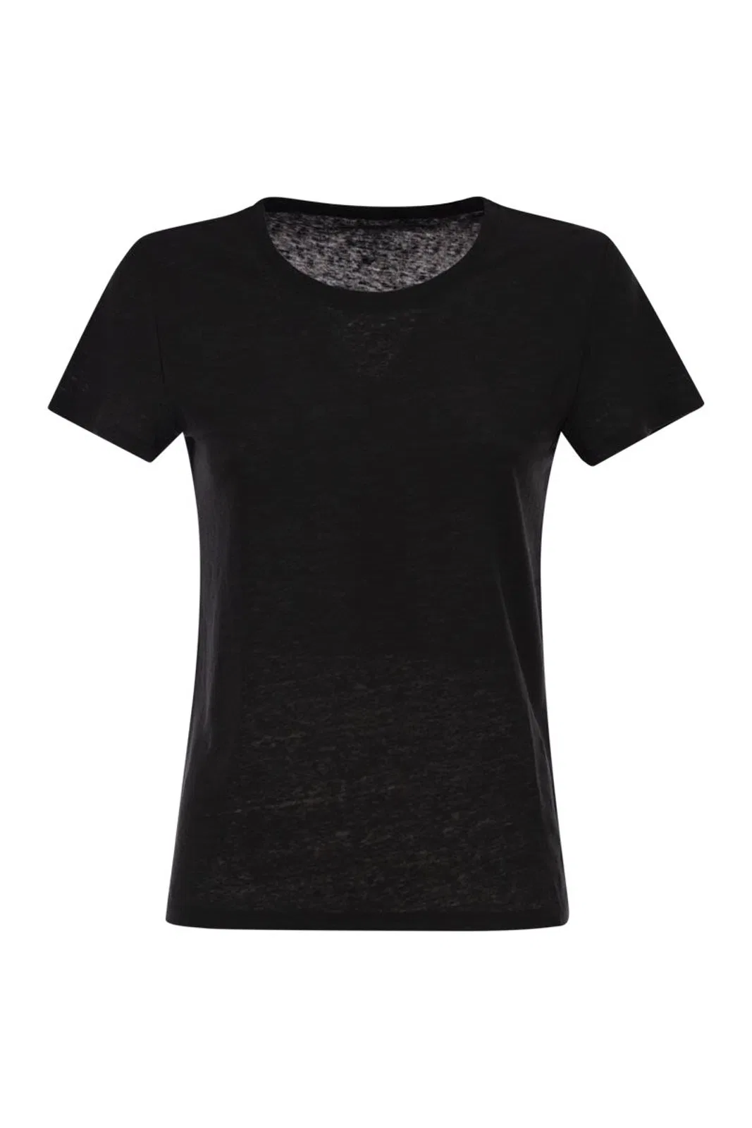 Majestic Stretch Linen T-Shirt With Round Necklin
