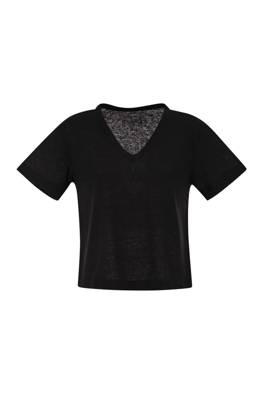 Majestic Stretch Linen T-Shirt With V-Neck