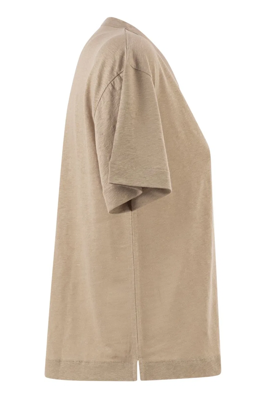 Majestic Stretch Linen T-Shirt With V-Neck