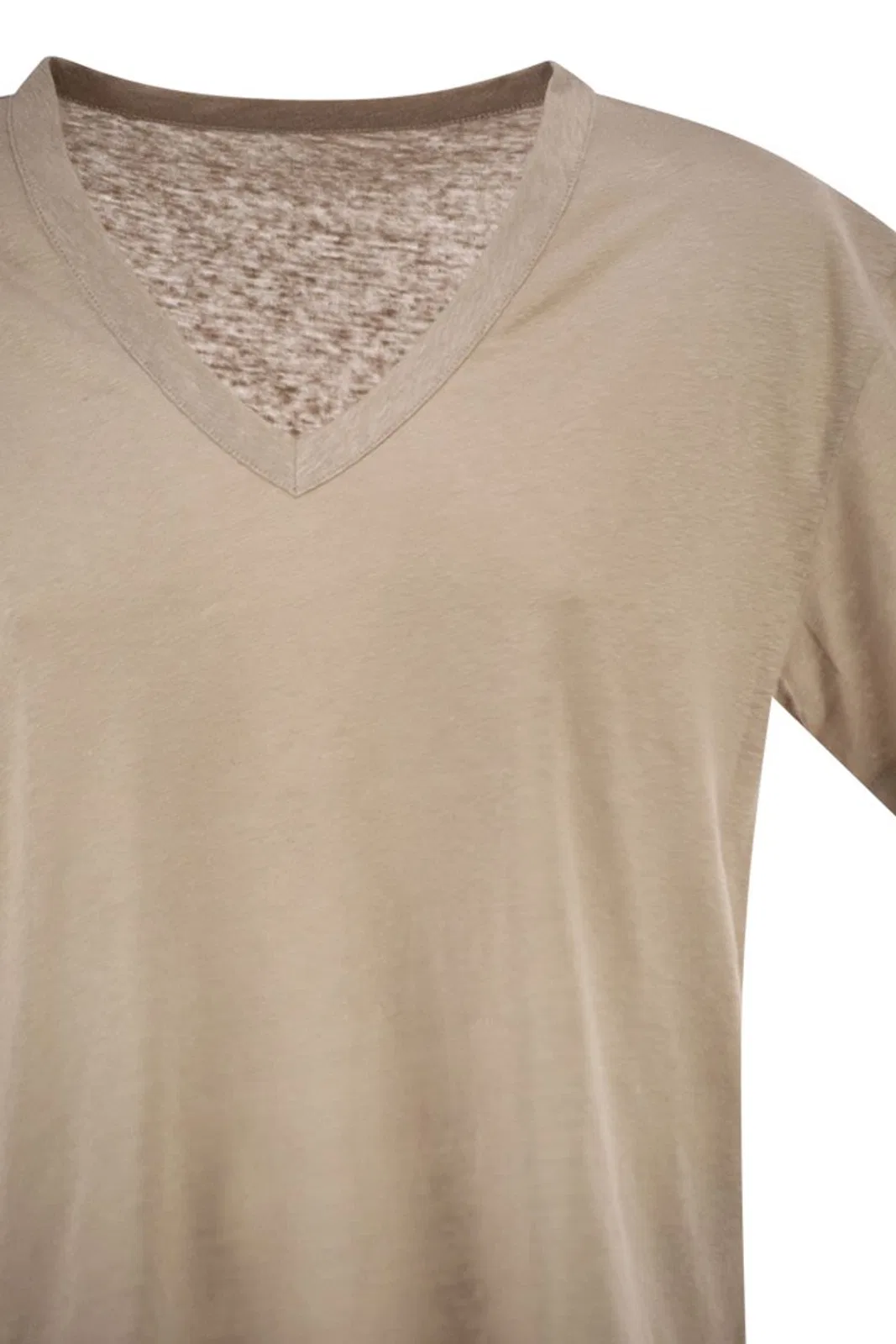 Majestic Stretch Linen T-Shirt With V-Neck