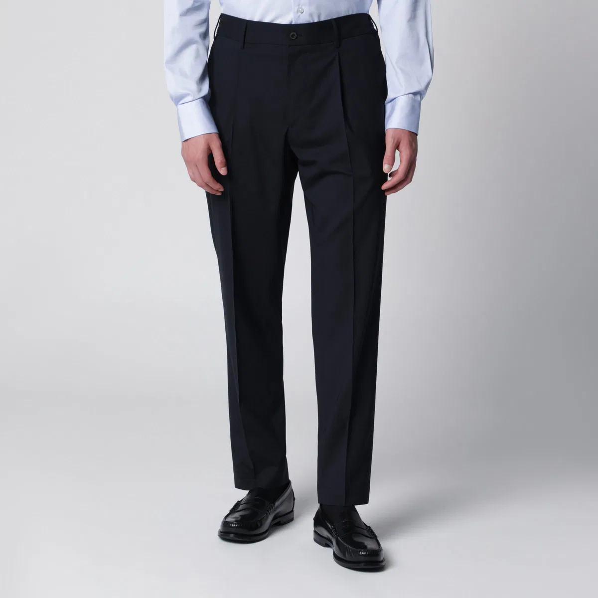 Santaniello Blue Trousers In Wool Blend
