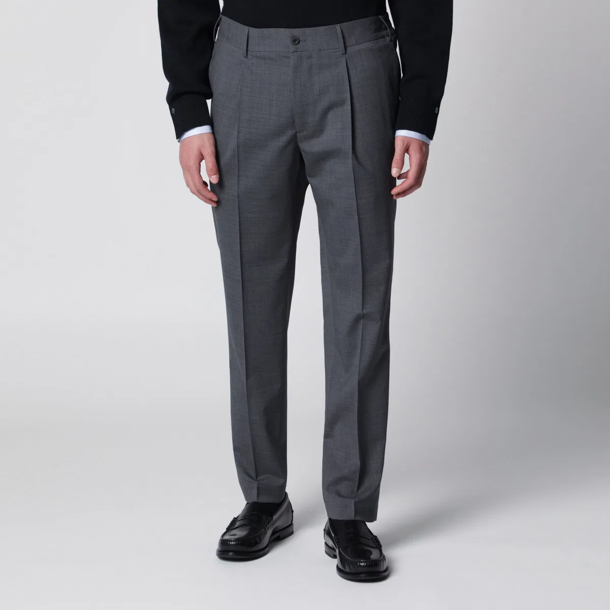 Santaniello Dark Grey Trousers In Wool Blend