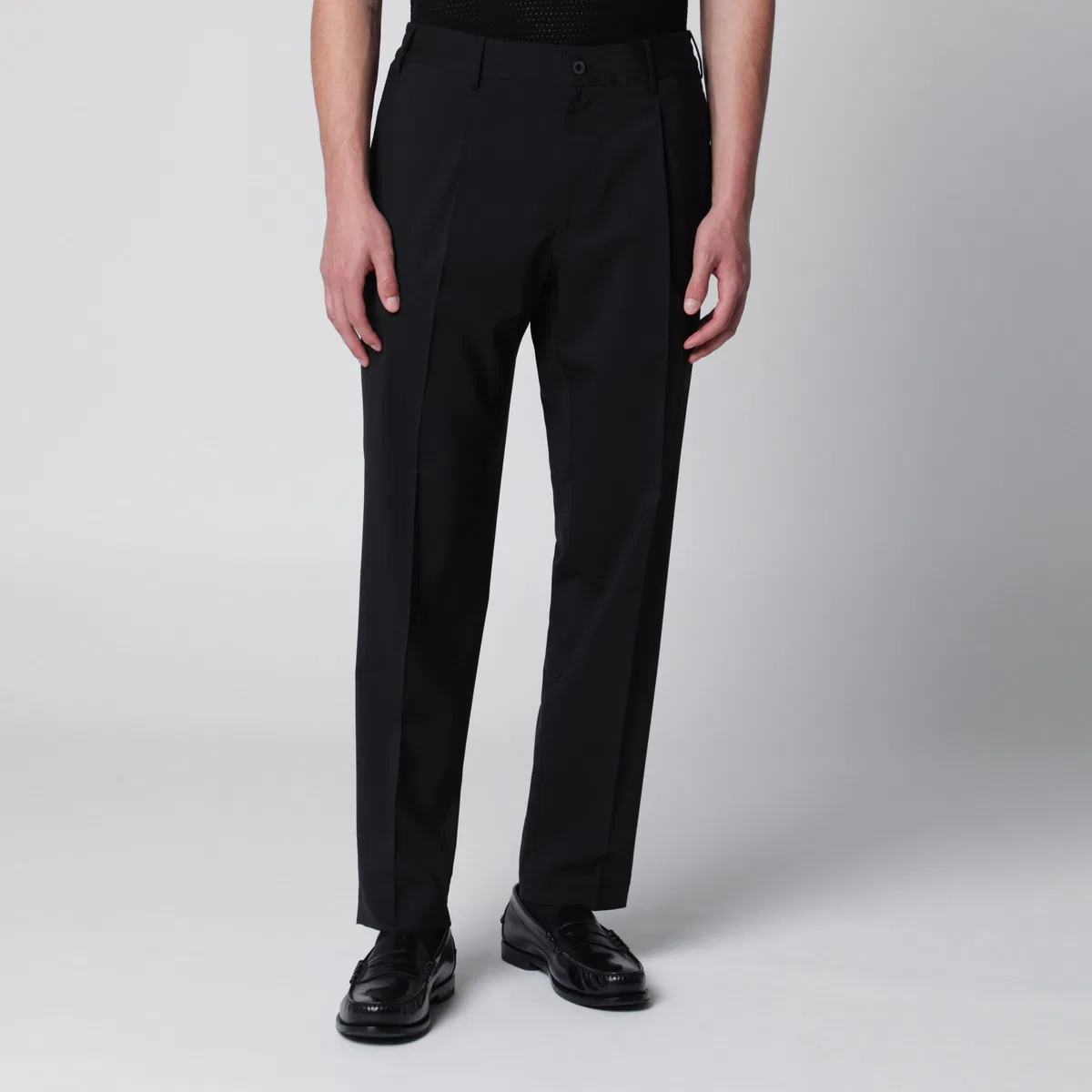 Santaniello Black Trousers In Wool Blend