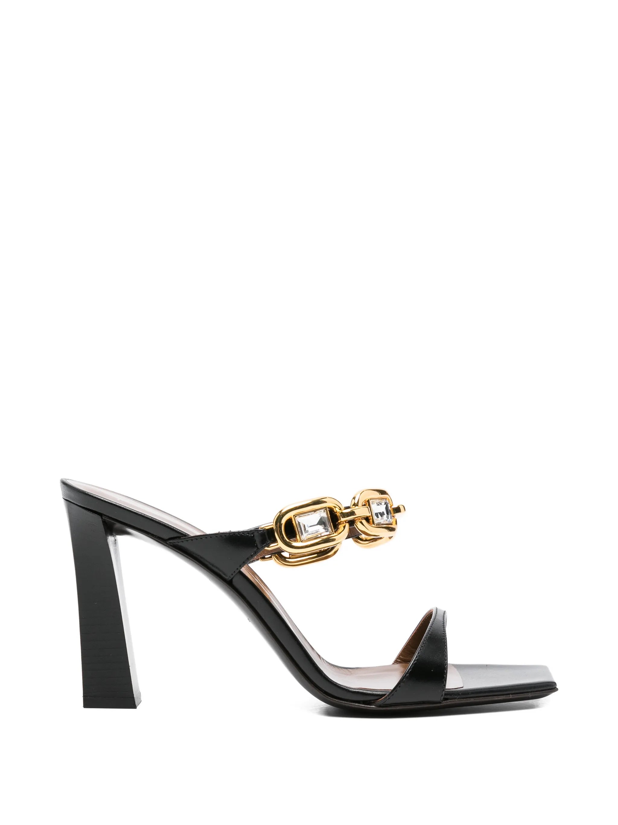 Giuseppe Zanotti Black Lamb Kidskin Cow Sandal