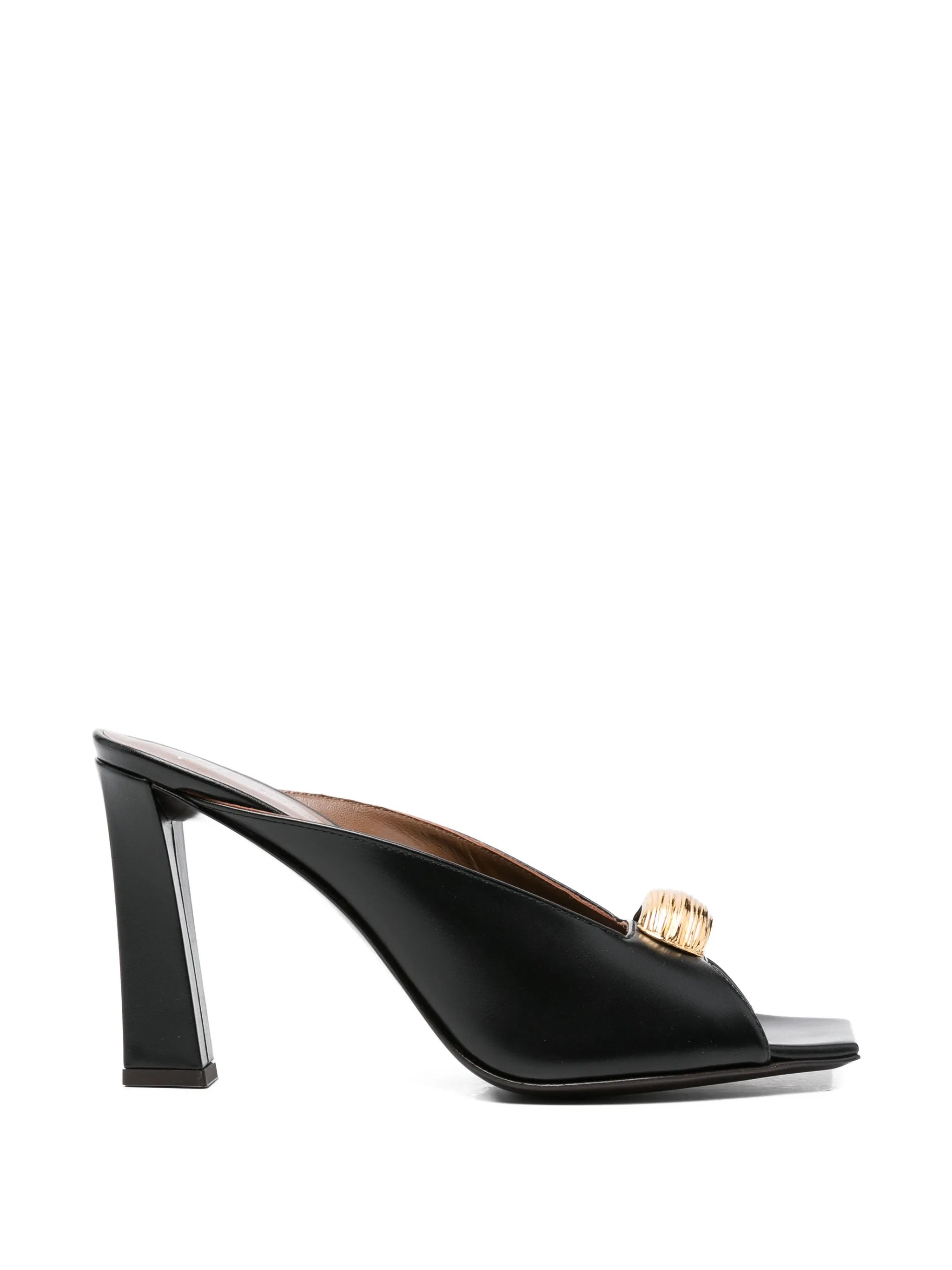 Giuseppe Zanotti Black Lamb Kidskin Cow Sandal