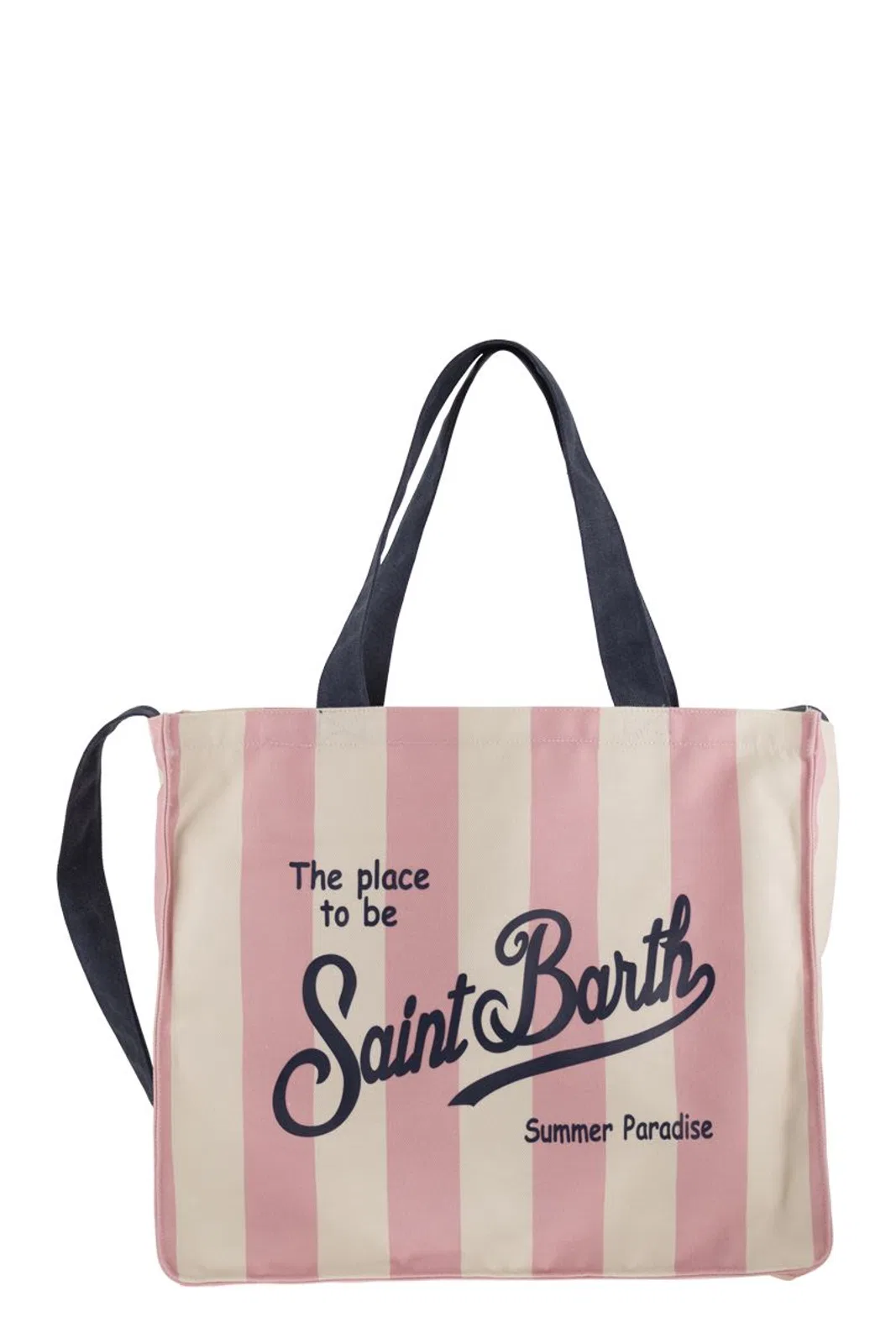 Mc2 Saint Barth Striped Shopping Bag With Saint Barth Lo