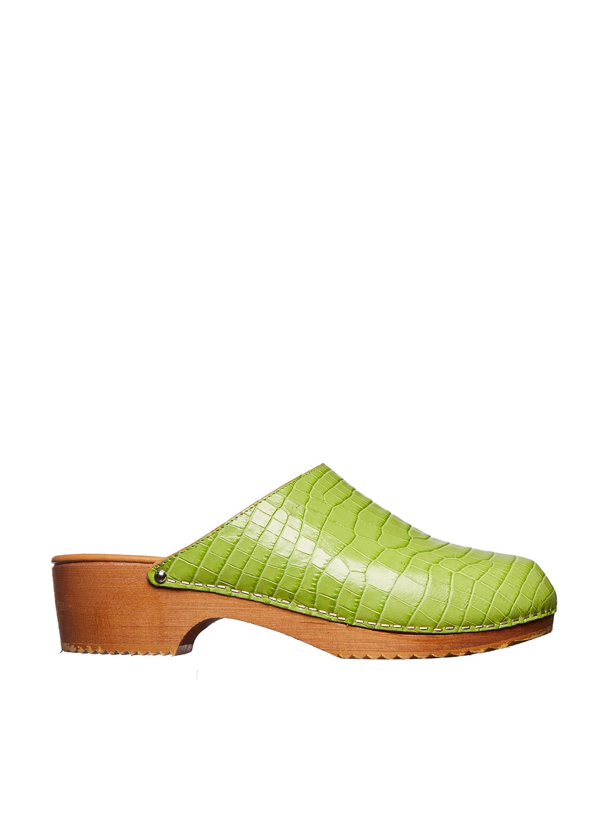 Figure Decorative Leather And Wood Clogs