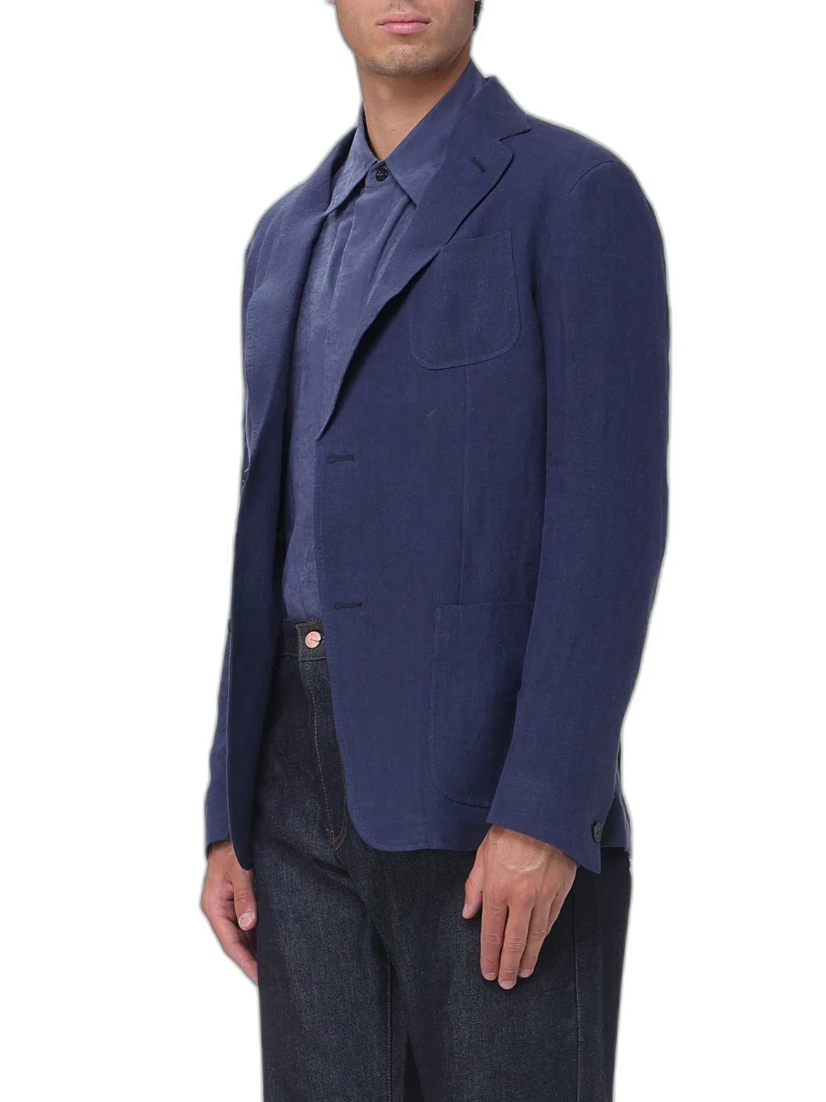 Emporio Armani Linen Notched Lapel Blazer
