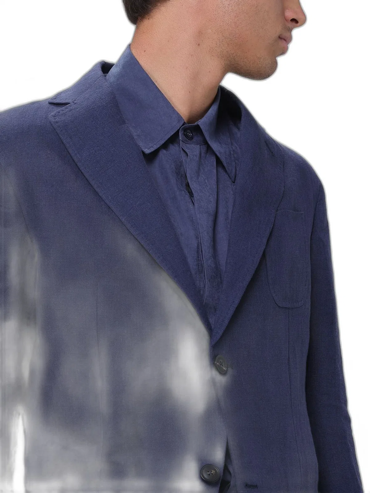 Emporio Armani Linen Notched Lapel Blazer