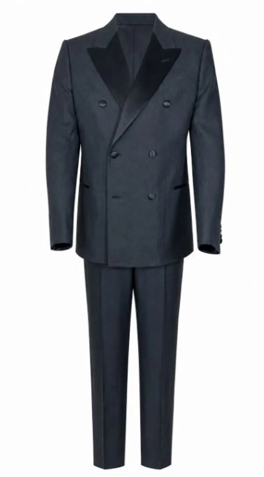 Giorgio Armani Navy Blue Cotton Double-Breasted Suit Dr