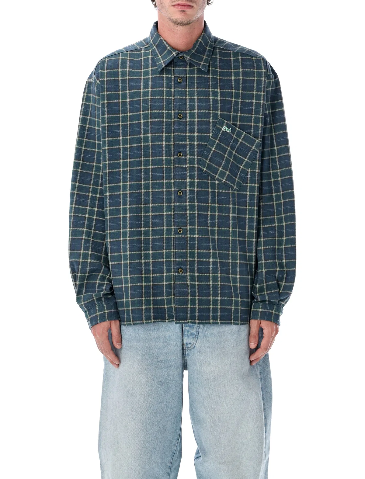 ERL Green Cotton Check Shirt