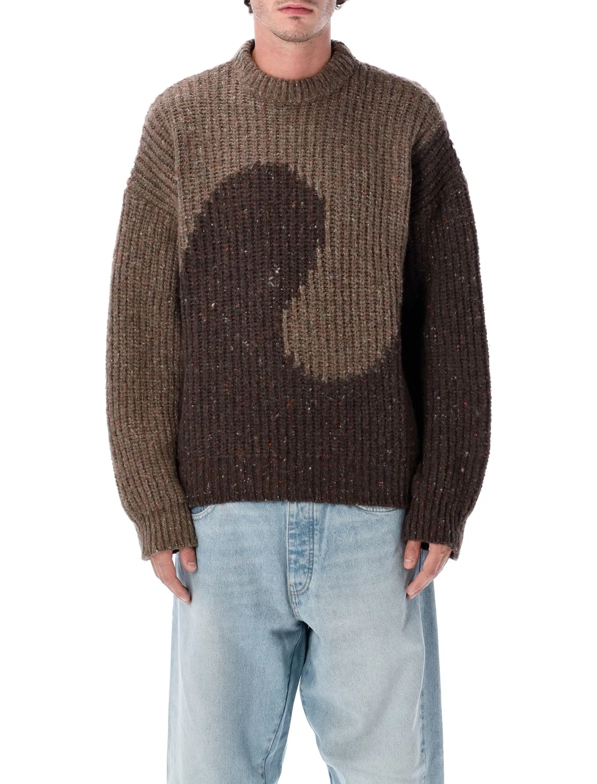 ERL Brown Swirl Wool Crewneck Sweater