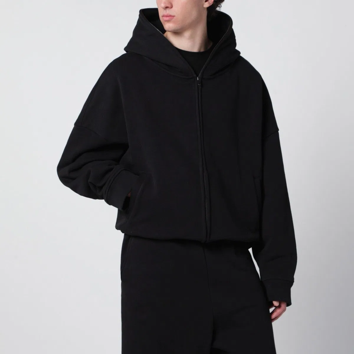 Entire studios Black Cotton Zipup Hoodie