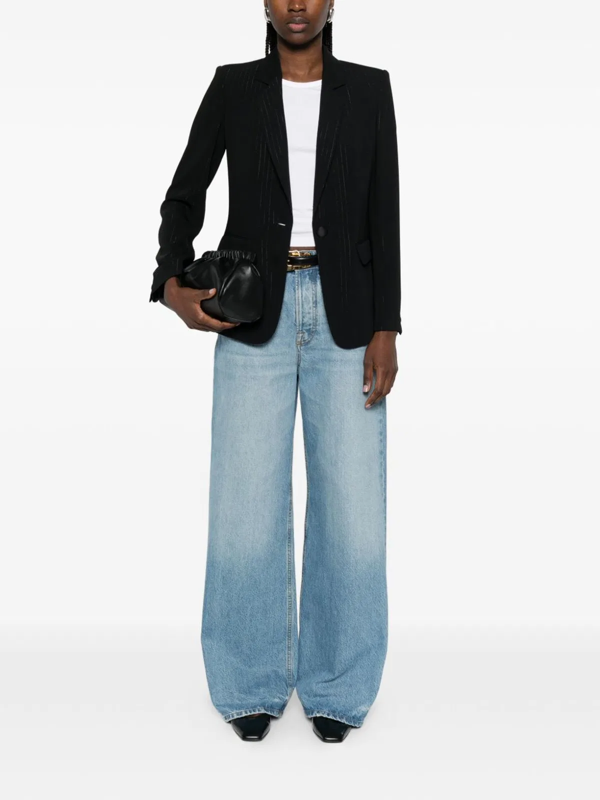 Emporio Armani Pinstripe Single-Breasted Blazer Jacket