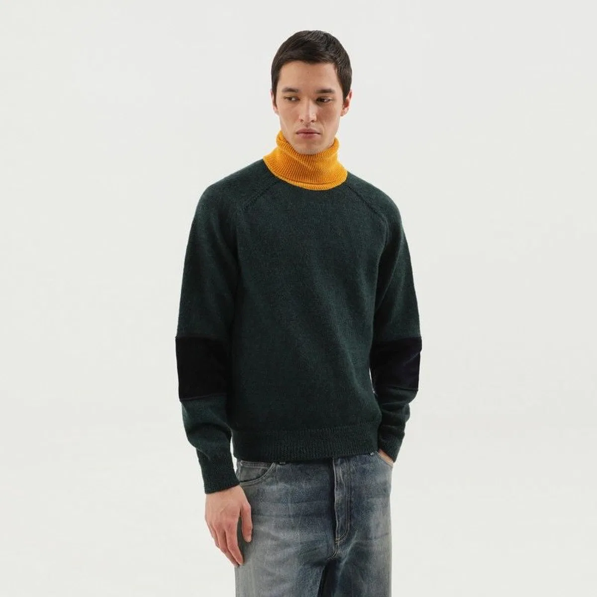 1989 studio Green And Yellow Turtleneck Sweater