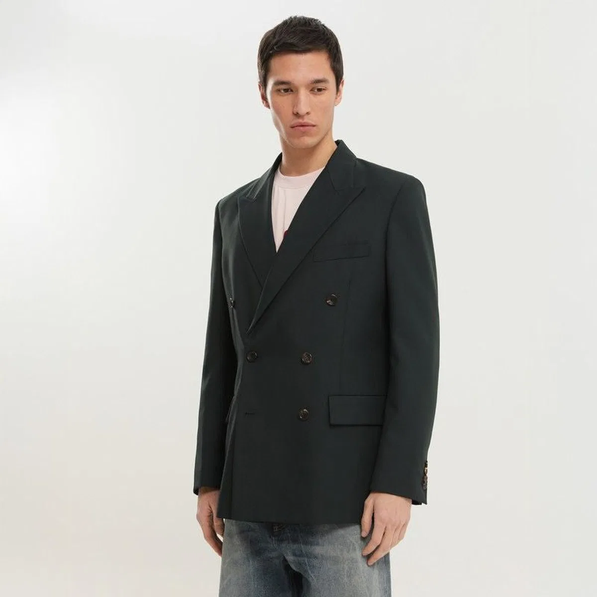 1989 studio Dark Green Double-Breasted Blazer