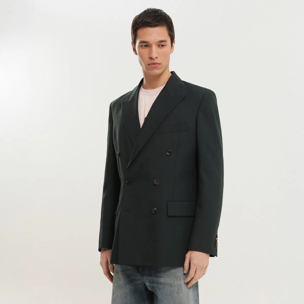 1989 studio Dark Green Double-Breasted Blazer
