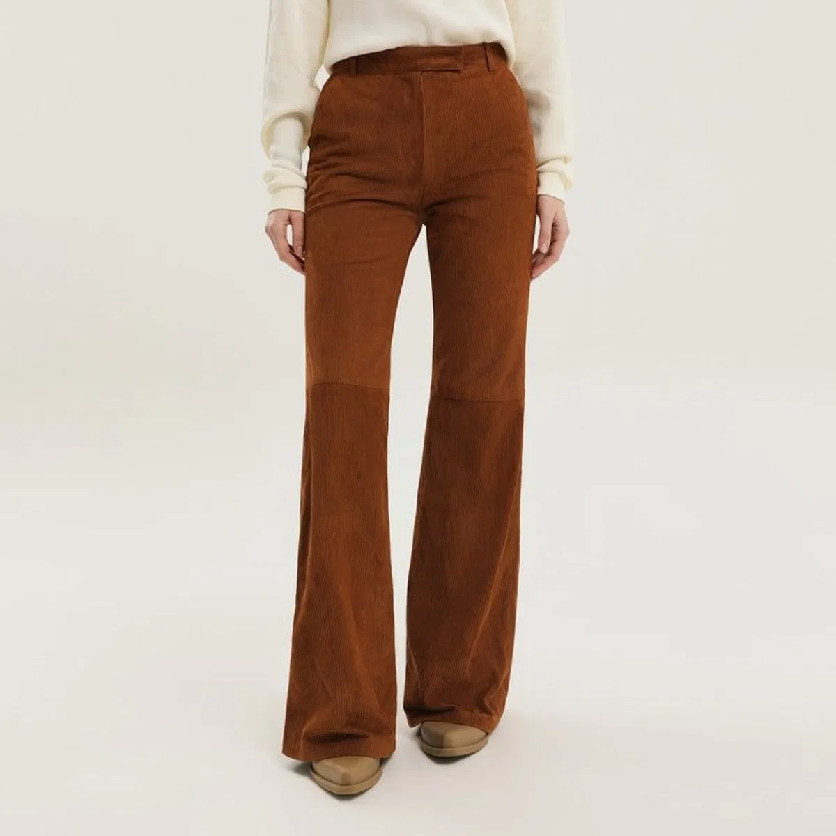 1989 studio Corduroy Flared Leather Pants