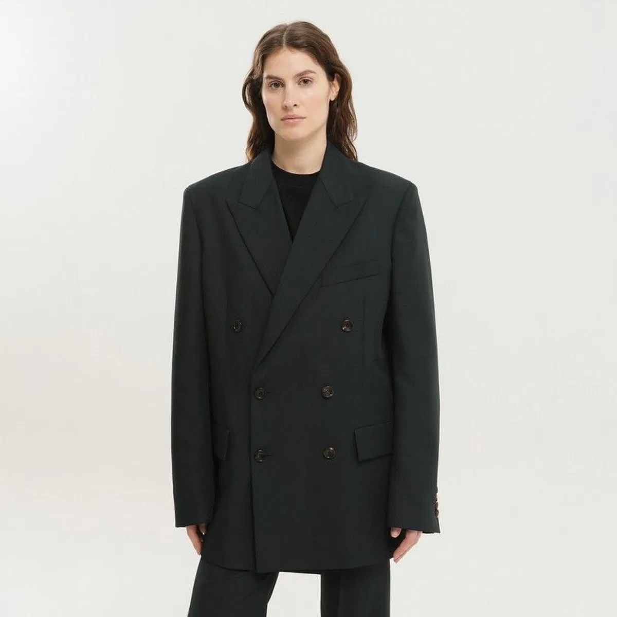 1989 studio Dark Green Double-Breasted Blazer