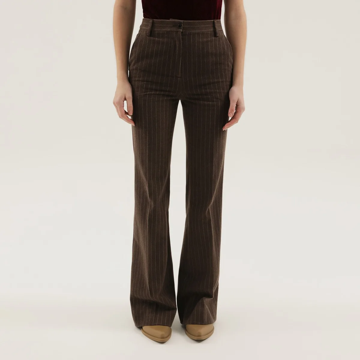 1989 studio Brown Striped Flared Pants