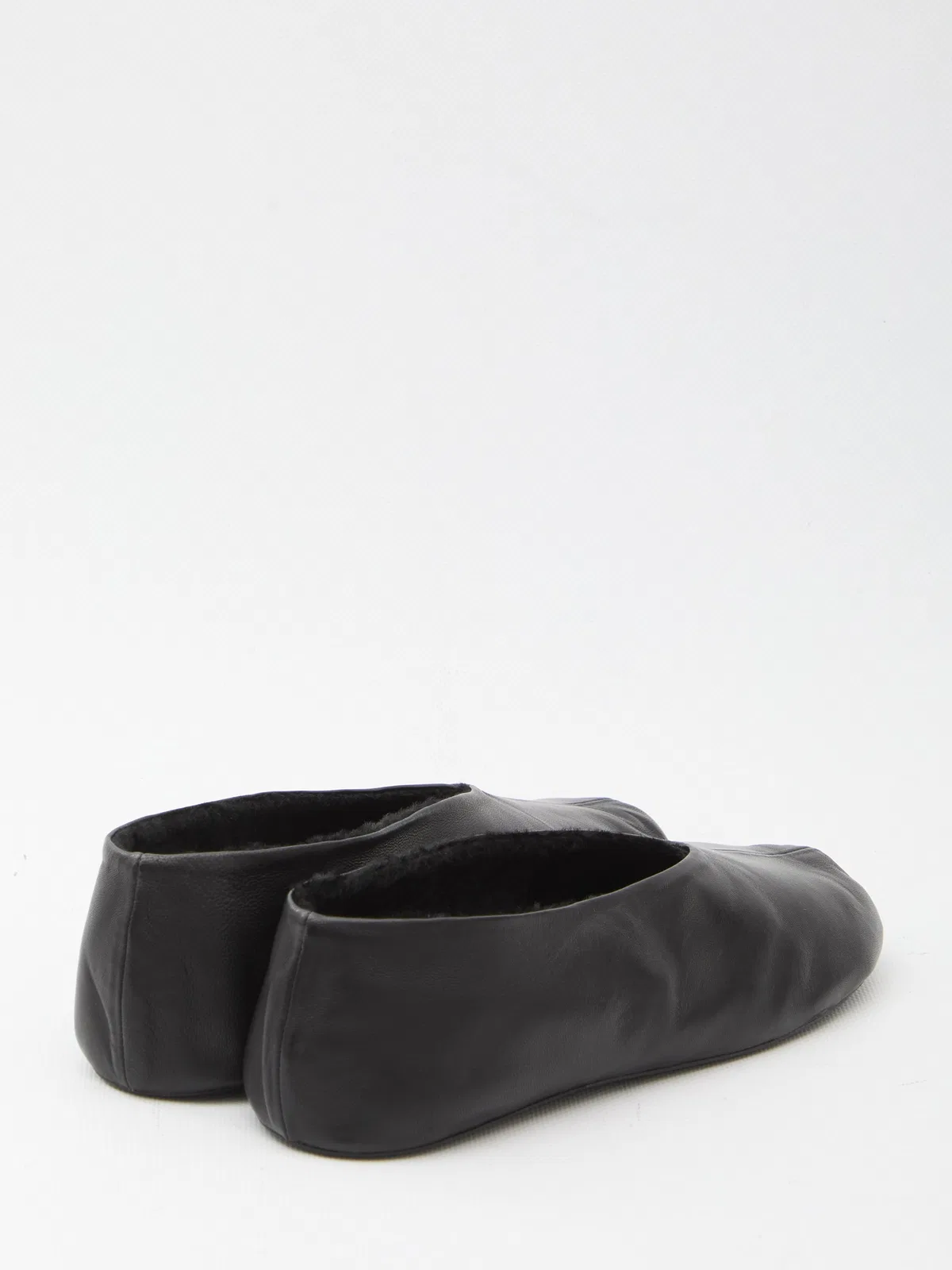 The Row Black Leather Stella Ballerinas