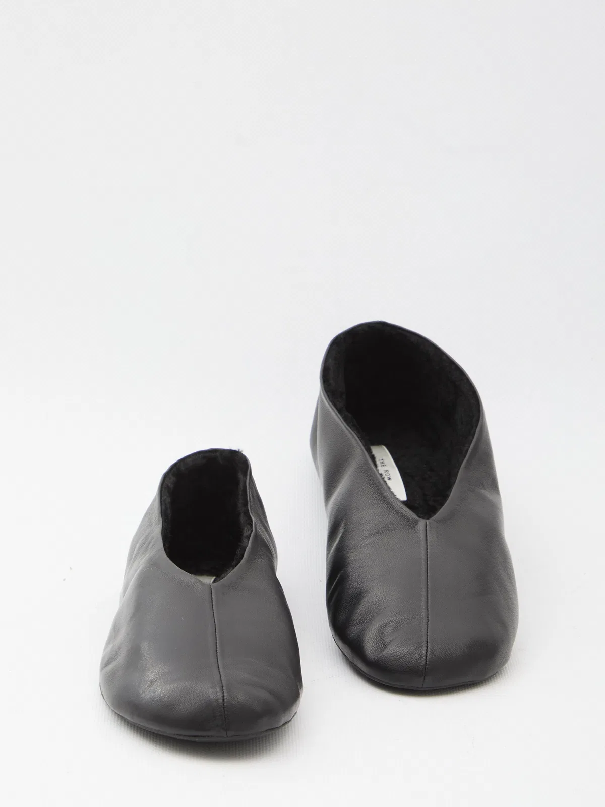 The Row Black Leather Stella Ballerinas