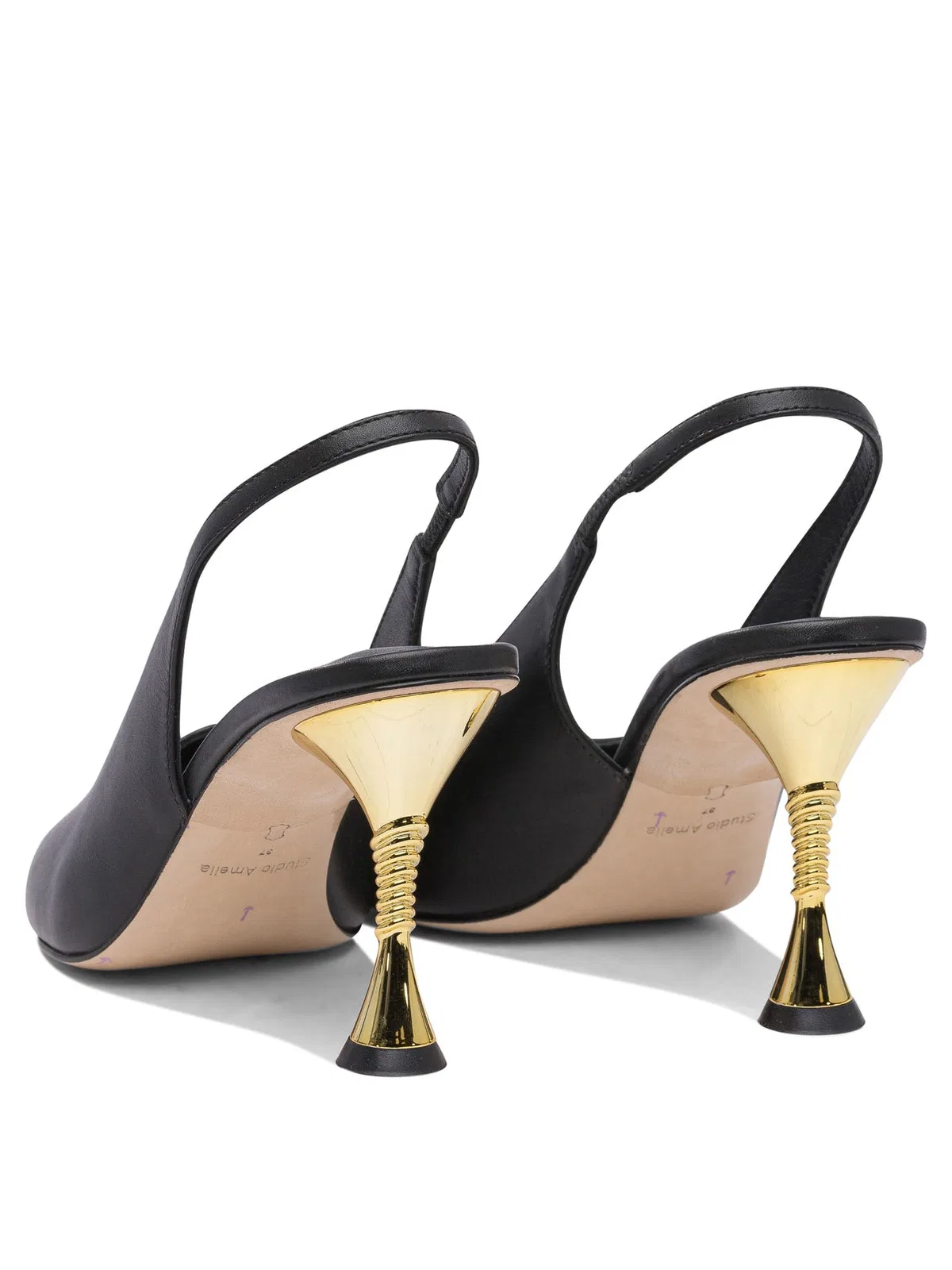Studio Amelia Black Leather Heeled Shoes