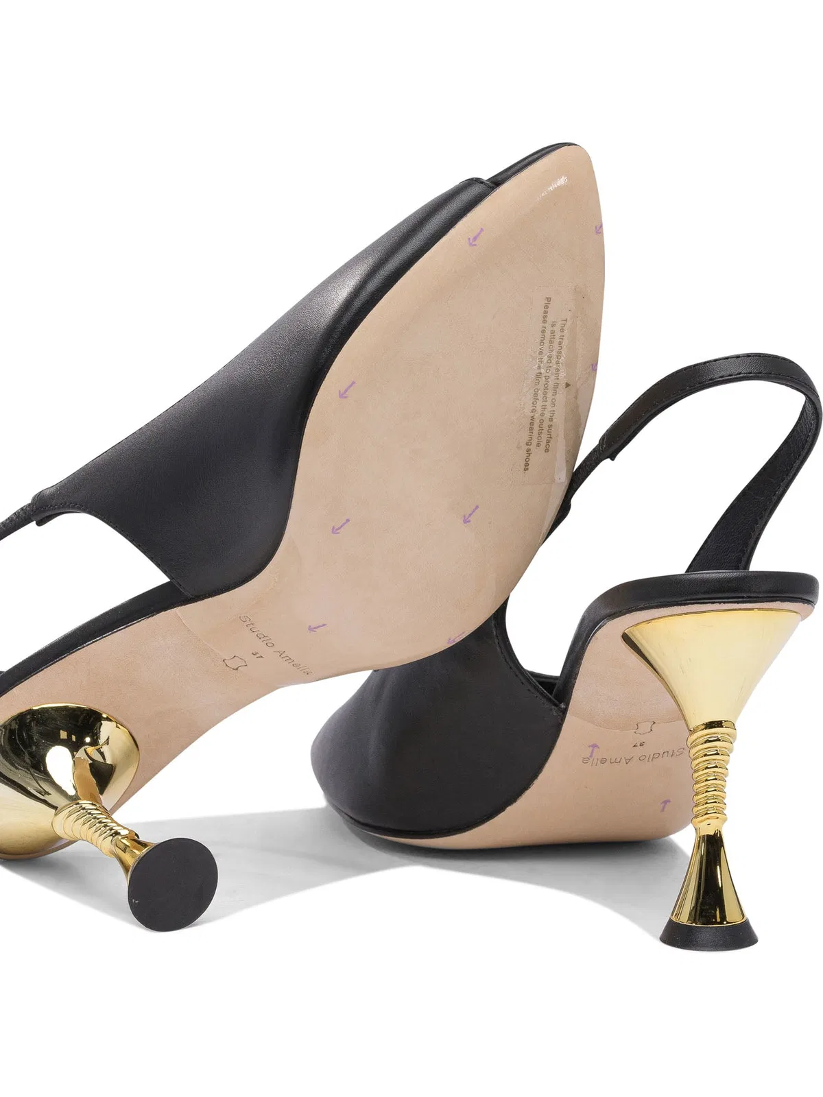 Studio Amelia Black Leather Heeled Shoes