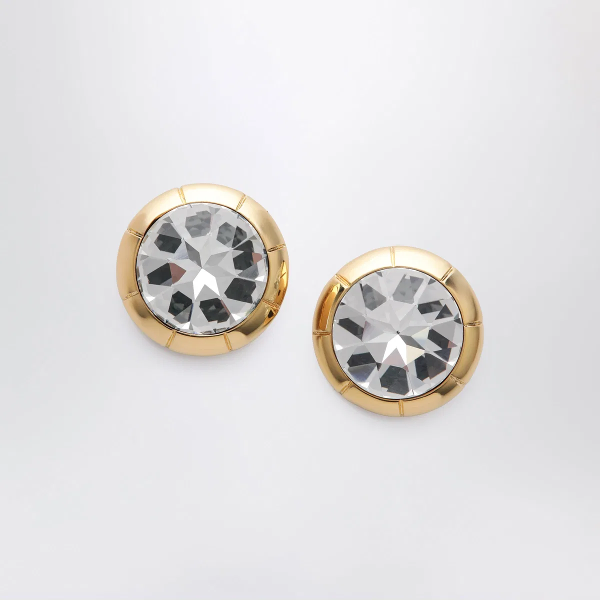 Alessandra Rich Round Gold-Tone Clip-On Earrings With Cr