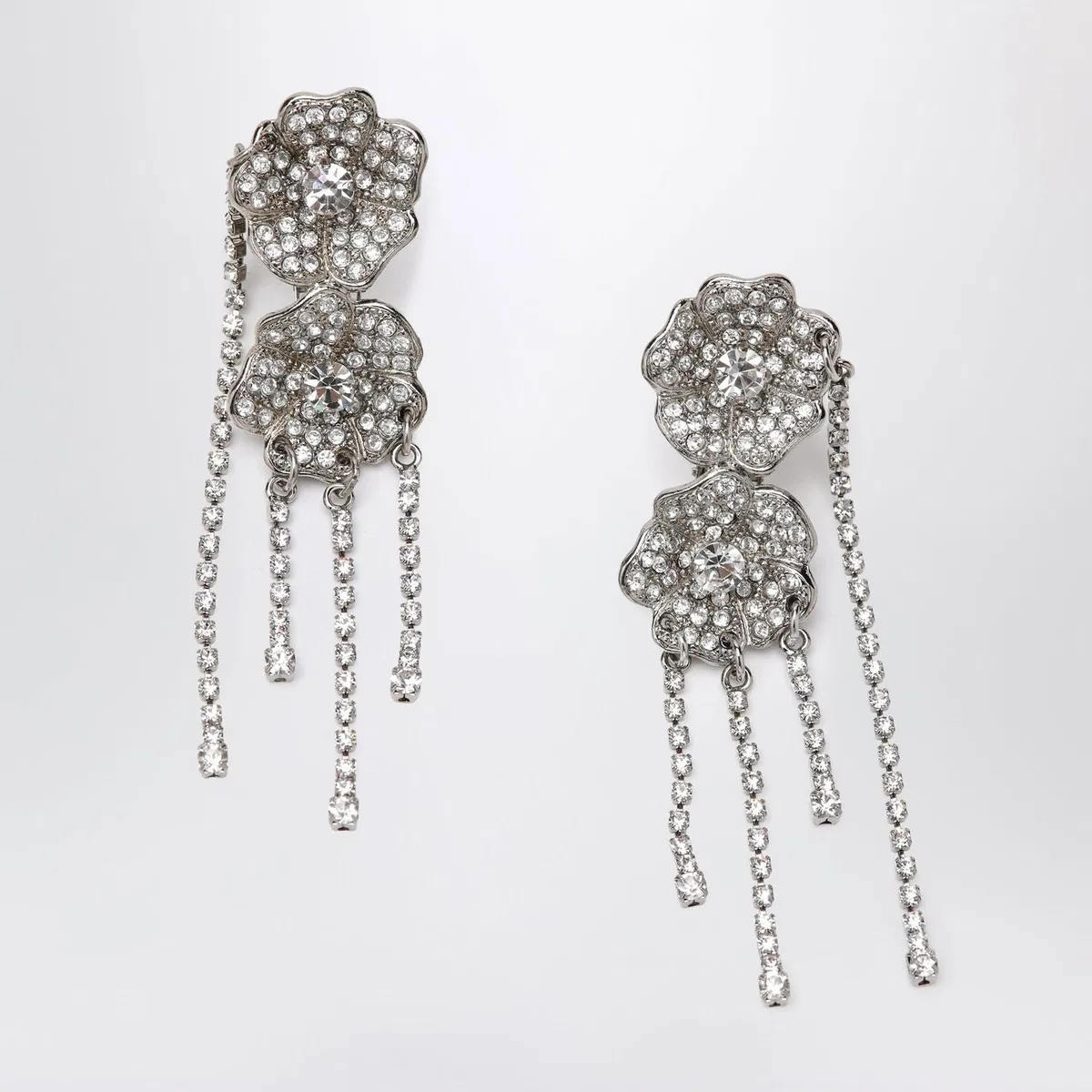 Alessandra Rich Silvertone Clipon Earrings With Crystal 
